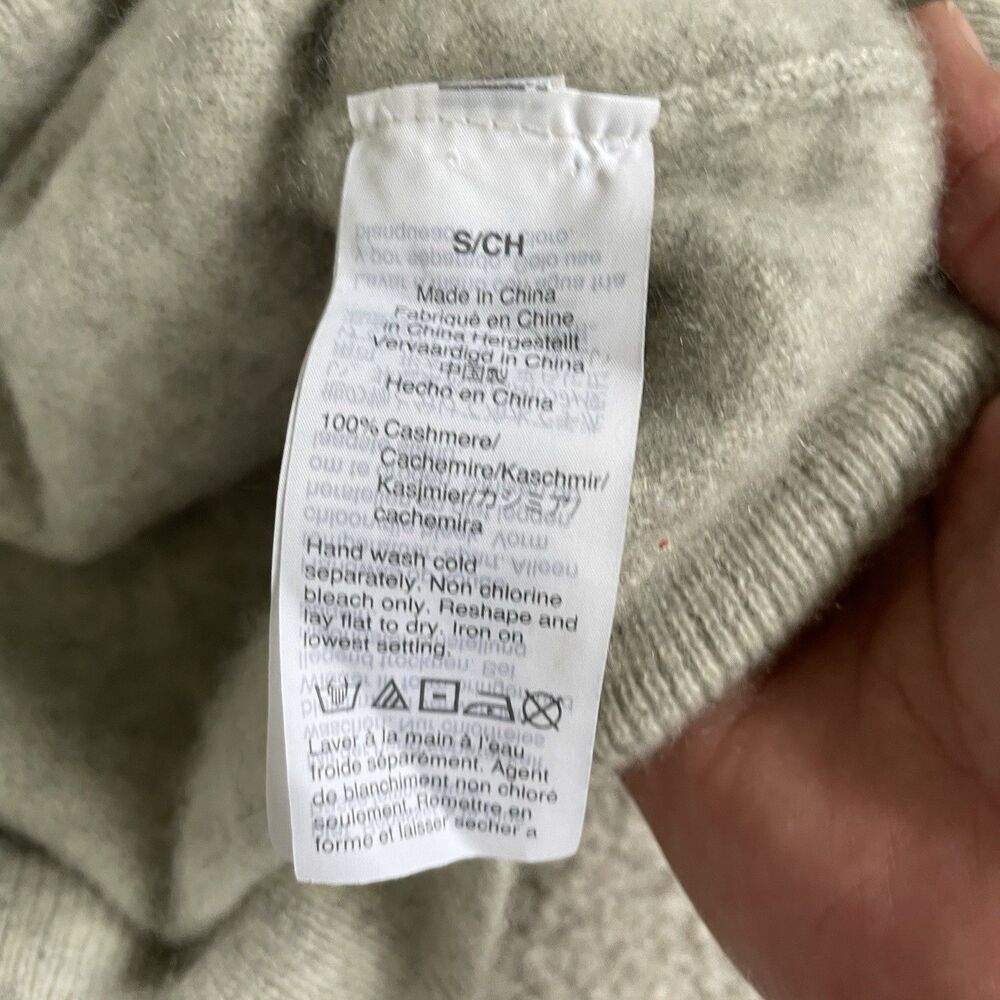 Madewell 100% Cashmere Knit Sweater V-Neck Gray Cream Women's Size Small - Picture 7 of 9